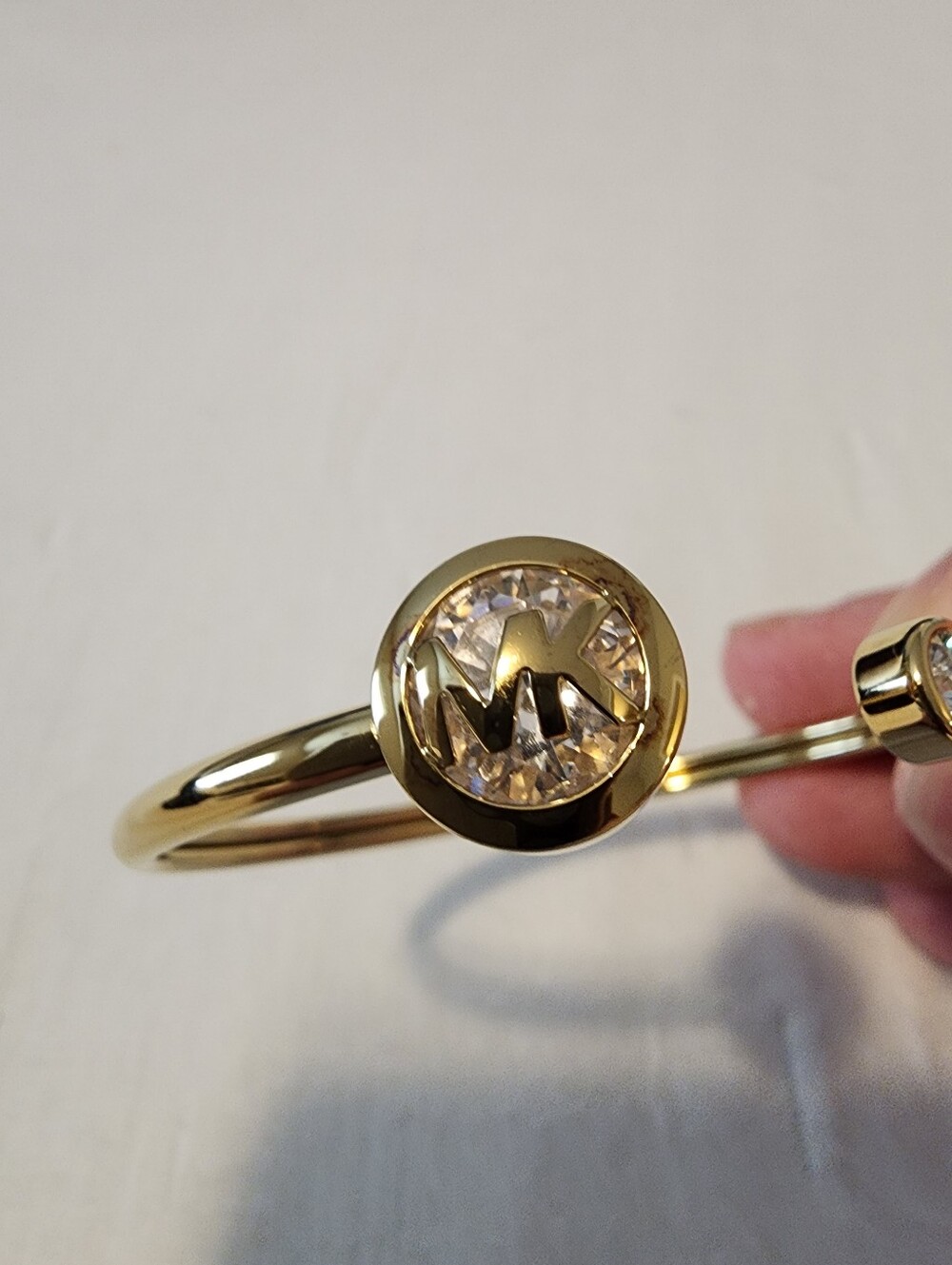 Michael Kors Gold-Tone Logo Crystal Cuff Bracelet